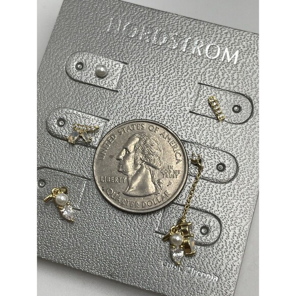 Nordstrom 6 Piece Mix Match Cubic Zirconia Moonstone Earring Set New - Picture 8 of 8